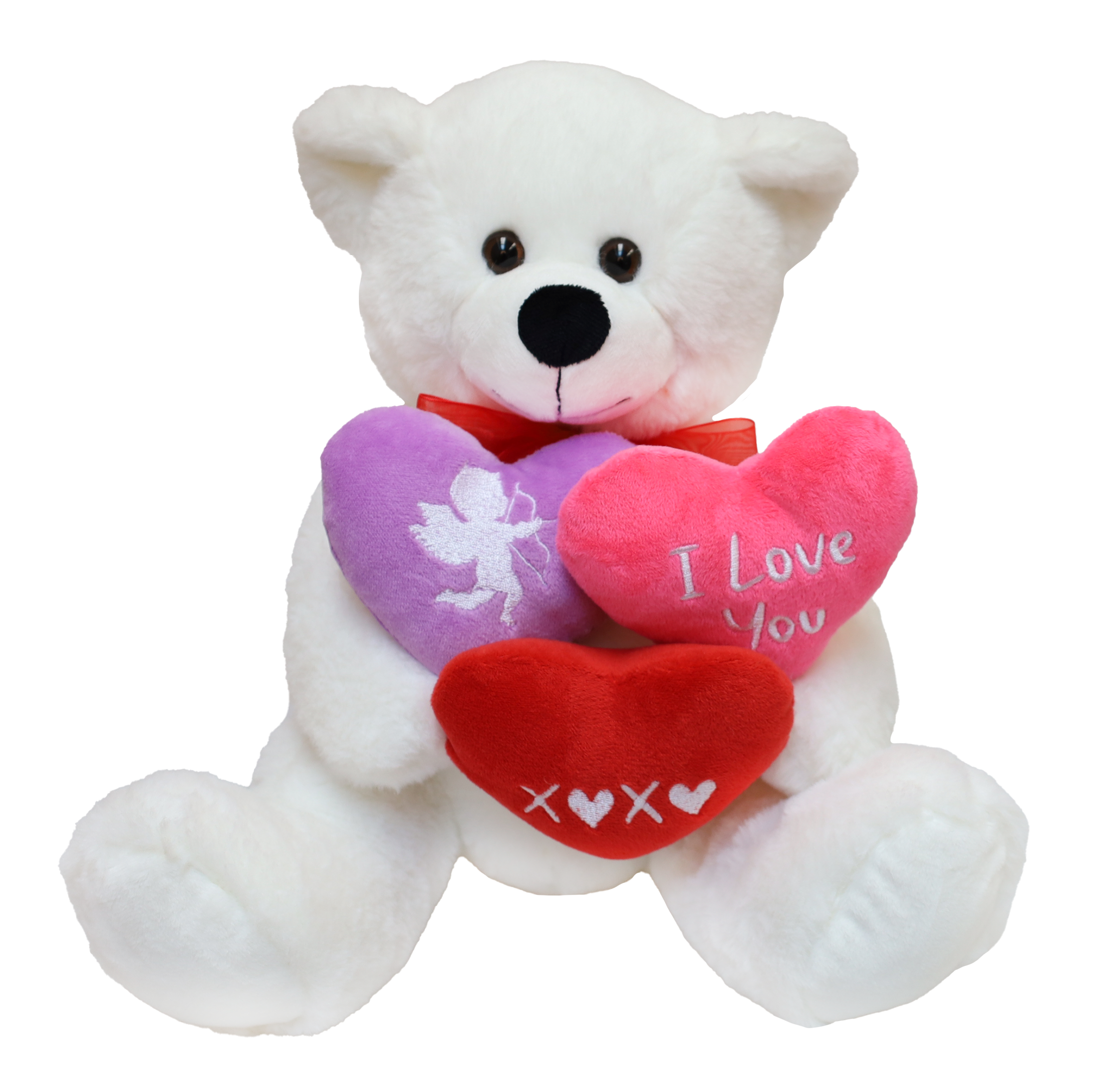 Whie Jojo Bear with 3 hearts. 11 - 50212