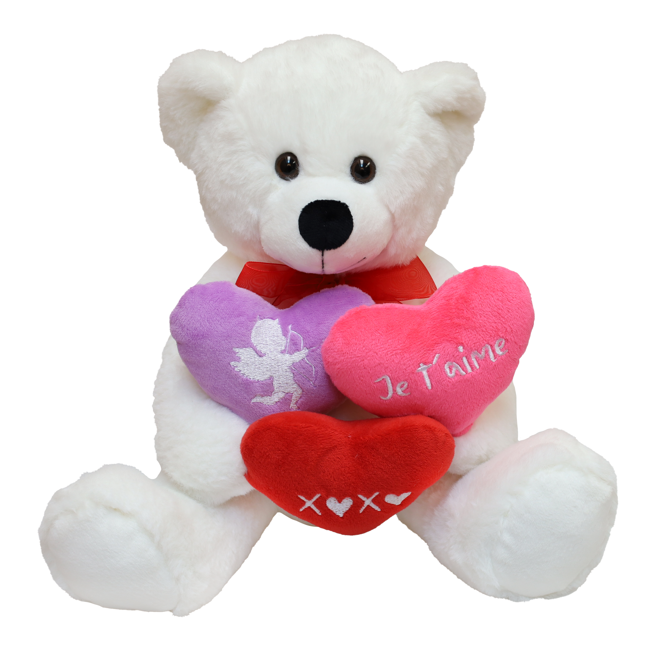 Whie Jojo Bear with 3 hearts. 11 French - 50213